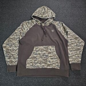 Ariat Hoodie Mens Medium Brown Digital Camo American Flag Patriot Sweatshirt